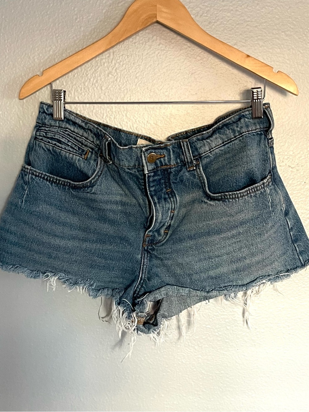 PILCRO Distressed Light Blue Denim Cutoff Shorts - Picture 2 of 7
